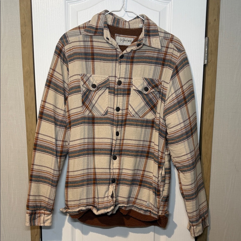 Plaid Button-Up Shacket with Chest Pockets